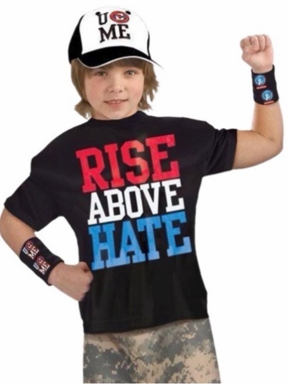 WWE John Cena Rise Above Hate Black Graphic Tee Kids Size 7-9